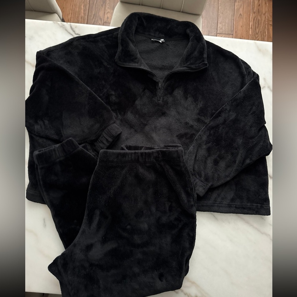 ASOS Curve Black Velour Sweatshirt